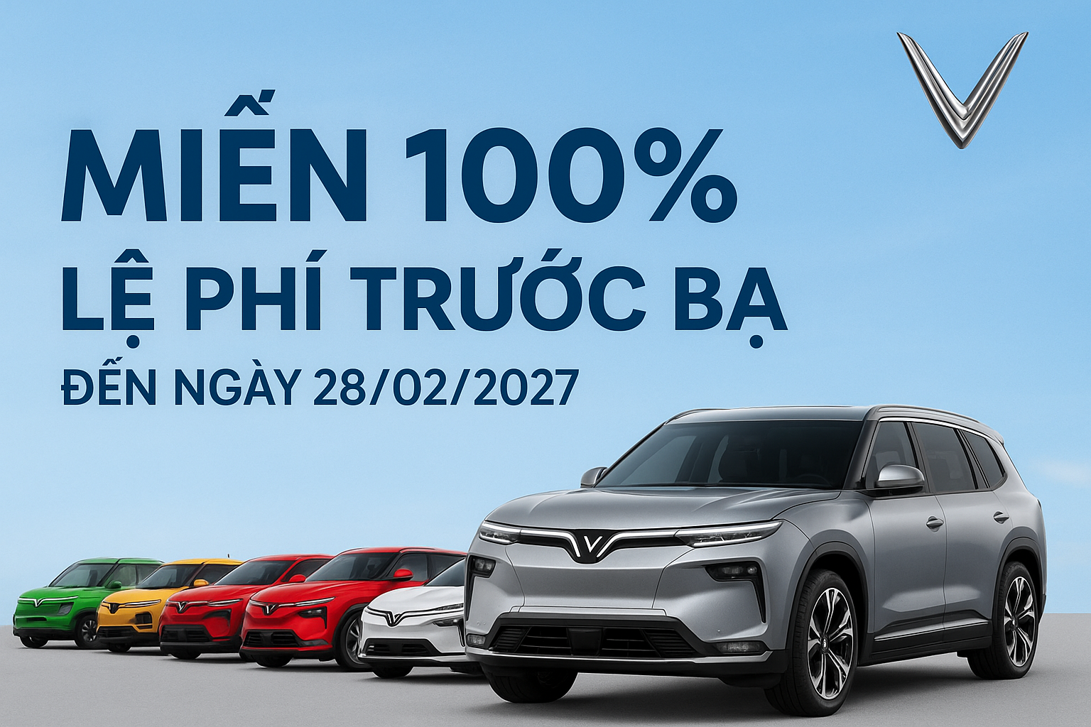VinFast được miễn 100% lệ phí trước bạ